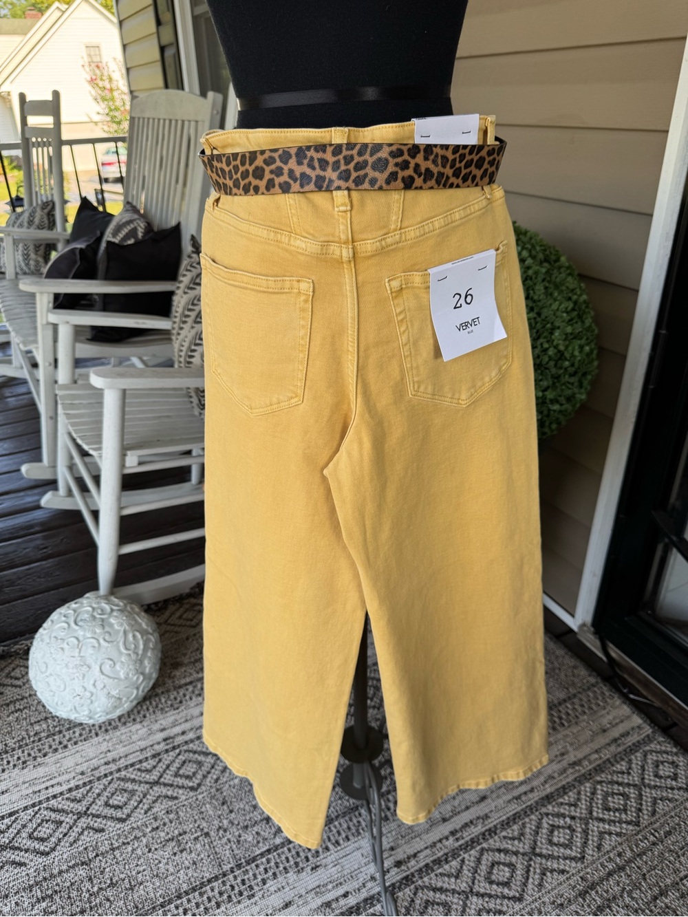 High-Rise Cropped Women’s Jeans in Mustard Yellow by - Picture 2 of 7